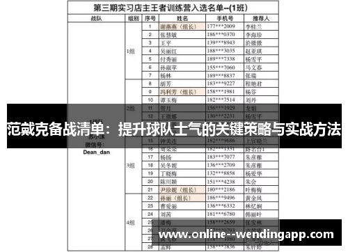 范戴克备战清单：提升球队士气的关键策略与实战方法