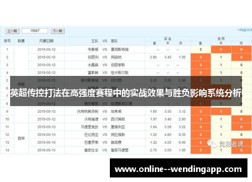 英超传控打法在高强度赛程中的实战效果与胜负影响系统分析